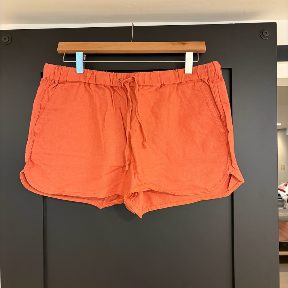 J. Crew Women's Rusty/Coral Linen Shorts - M